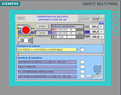 Particolare schermata software PLC