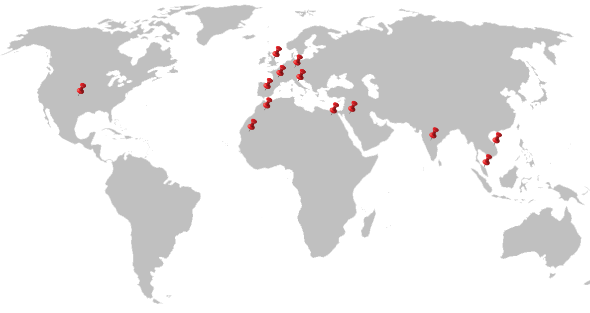 Impianti realizzati in tutto il mondo Tecnogesa S.r.l., mappa del mondo. Impianti realizzati in tutto il mondo da Tecnogesa S.r.l., mappa del mondo.